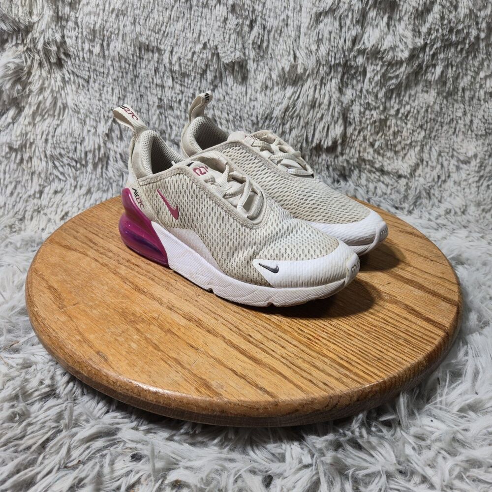 Nike Air Max 270 GS White Sweet Beet Black Kids Youth Athletic Sneakers Size 1.5